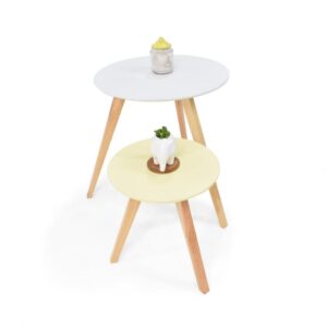 Mesas auxiliares Denver blanco/amarillo 1 Mesas auxiliares Denver blanco/amarillo